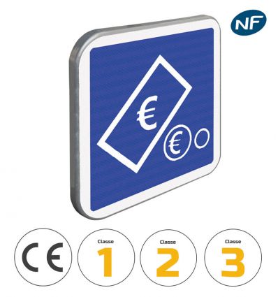 C64C2 - Panneau paiement automatique par pièces et billets avec pictogrammes de classes et normes