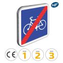 Photo : C114 - Panneau d'indication : fin de piste conseillée et réservée aux cycles 350 x 350 mm  (2 rails au dos) - Classe 1 (T1) - Dos brut