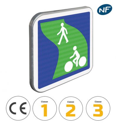 C115 - Panneau d'indication d'une voie verte avec pictogrammes de classes et normes