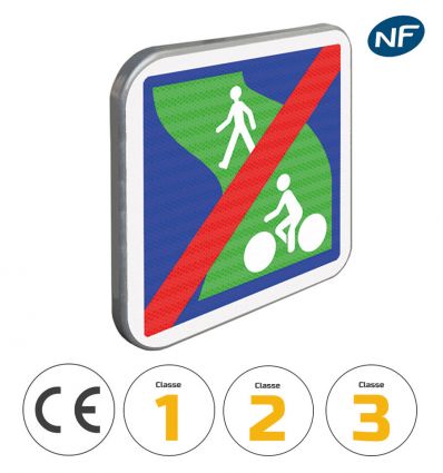 C116 - Panneau de signalisation fin de voie verte avec pictogrammes de classes et normes