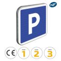 Photo : C1A - Panneau d'indication de stationnement gratuit 350 x 350 mm  (2 rails au dos) - Classe 1 (T1) - Dos brut