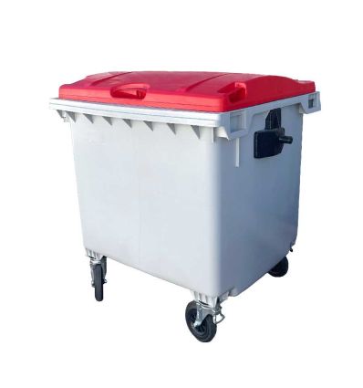 Poubelle 660 litres avec couvercle rouge