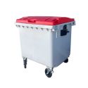 Photo : Conteneur Poubelle 660 litres Rouge - Fermé - Sans