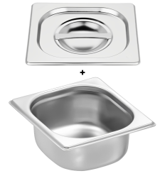 Bac gastro gn 1/ 65 mm en inox avec couvercle