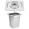 Bac gastro gn 1/6 200 mm en inox avec couvercle