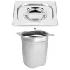 Bac gastro gn 1/6 200 mm en inox avec couvercle