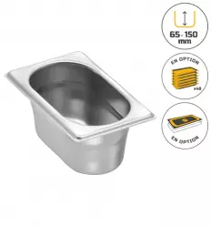 Bac gastronorme gn 1/9 en acier inoxydable