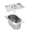 Bac gastro gn 1/9 65 mm en inox avec couvercle