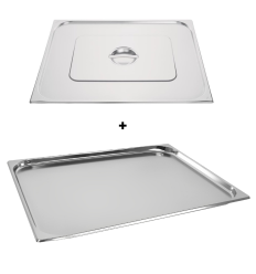 Bac gastro gn 2/1 20 mm en inox avec couvercle