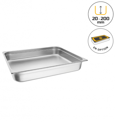 Bac gastronorme gn 2/1 en acier inoxydable