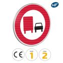 Photo : B3a - Panneau interdiction aux camions de plus de 3,5 T de dépasser 450 mm (2 rails au dos) - Classe 1 (T1) - Dos brut