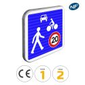 Photo : B52 - Panneau entrée d'une zone de rencontre 350 x 350 mm  (2 rails au dos) - Classe 1 (T1) - Dos brut