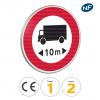 B10a - Panneau accès interdit aux véhicules de transport dont la longueur est supérieure au nombre indiqué