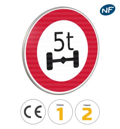 B13a - Panneau accès interdit aux véhicules pesant sur un essieu plus que le nombre indiqué