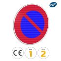 Photo : B6a1 - Panneau stationnement interdit 450 mm (2 rails au dos) - Classe 1 (T1) - Dos brut