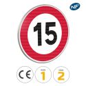 Photo : B14 - Panneau limitation de vitesse à 15 km/h 450 mm (2 rails au dos) - Classe 1 (T1) - Dos brut