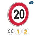 Photo : B14 - Panneau limitation de vitesse à 20 km/h 450 mm (2 rails au dos) - Classe 1 (T1) - Dos brut