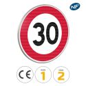 Photo : B14 - Panneau limitation de vitesse à 30 km/h 450 mm (2 rails au dos) - Classe 1 (T1) - Dos brut