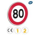Photo : B14 - Panneau limitation de vitesse à 80 km/h 450 mm (2 rails au dos) - Classe 1 (T1) - Dos brut