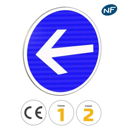 Panneau obligation de tourner à gauche avant le panneau