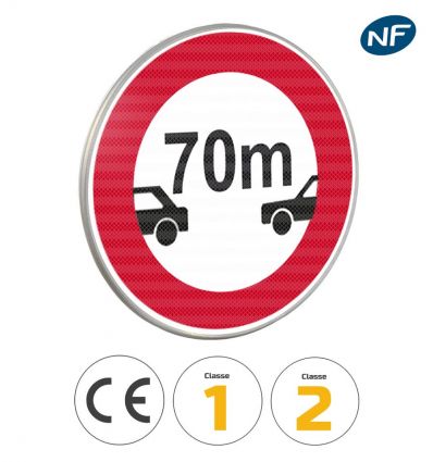 B17 - Panneau interdiction aux véhicules de circuler sans maintenir entre eux un intervalle au moins égal au nombre indiqué