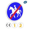 Photo : B42 - Panneau fin de chemin obligatoire pour cavaliers 450 mm (2 rails au dos) - Classe 1 (T1) - Dos brut