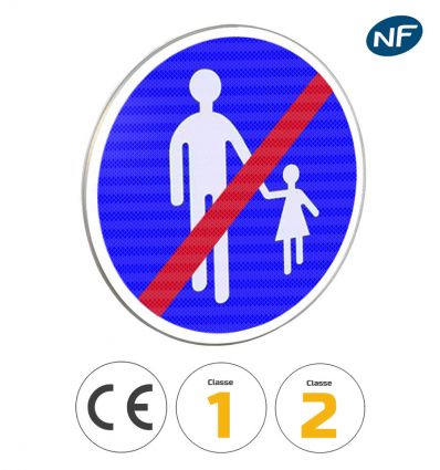 B41 - Panneau fin de chemin obligatoire pour piétons