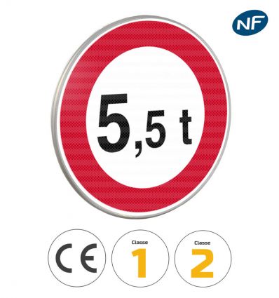 B13 - Panneau accès interdit aux véhicules dont le PTAC ou le PTRA excède le nombre indiqué