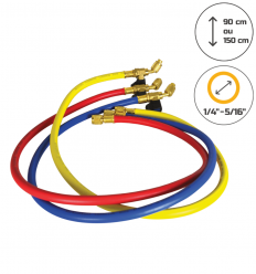 Flexible manomètre frigoriste avec vanne 90 ou 150 cm