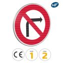 Photo : B2b - Panneau interdiction de tourner à droite 450 mm (2 rails au dos) - Classe 1 (T1) - Dos brut