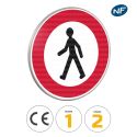 Photo : B9a - Panneau accès interdit aux piétons 450 mm (2 rails au dos) - Classe 1 (T1) - Dos brut