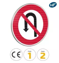 B2c - Panneau interdiction de faire demi tour sur la route suivie