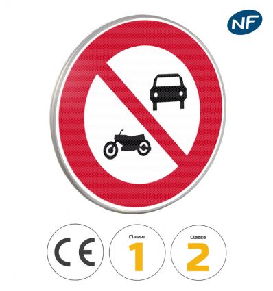 B7a - Panneau accès interdit aux véhicules à moteur à l'exception des cyclomoteurs