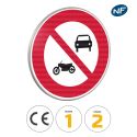 Photo : B7a - Panneau accès interdit véhicules à moteur hors cyclomoteurs 450 mm (2 rails au dos) - Classe 1 (T1) - Dos brut