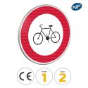 Photo : B9b - Panneau accès interdit aux cycles 450 mm (2 rails au dos) - Classe 1 (T1) - Dos brut