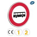 Photo : B9f - Panneau accès interdit aux véhicules de transport en commun 450 mm (2 rails au dos) - Classe 1 (T1) - Dos brut