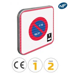 B6b5 - Panneau entrée de zone à stationnement unilatéral à alternance semi mensuelle et à durée limitée