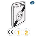 Photo : B51 - Panneau fin d'une zone à vitesse limitée à 30 km/h 500 x 650 mm (2 rails au dos) - Classe 1 (T1) - Dos brut