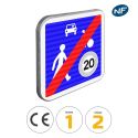 Photo : B53 - Panneau de sortie d'une zone de rencontre 350 x 350 mm  (2 rails au dos) - Classe 1 (T1) - Dos brut