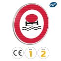 Photo : B18b - Panneau accès interdit aux véhicules transportant des marchandises susceptibles de polluer les eaux 450 mm (2 rails au dos) - Classe 1 (T1) - Dos brut