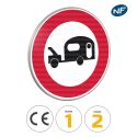 Photo : B9i - Panneau d'interdiction d'accès aux caravanes 450 mm (2 rails au dos) - Classe 1 (T1) - Dos brut