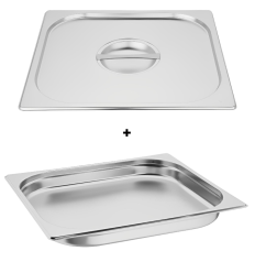 Bac gastro gn 2/3 20 mm en inox avec couvercle