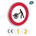 Photo : B9e - Panneau accès interdit aux voitures à bras 450 mm (2 rails au dos) - Classe 1 (T1) - Dos brut
