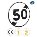 Photo : B33 - Panneau fin de limitation de vitesse 450 mm (2 rails au dos) - Classe 1 (T1) - Dos brut