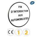 Photo : B39 - Panneau fin d'interdiction dont la nature est indiquée sur le panneau 450 mm (2 rails au dos) - Classe 1 (T1) - Dos brut