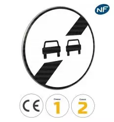 B34 - Panneau fin d'interdiction de dépasser voitures