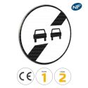 Photo : B34 - Panneau fin d'interdiction de dépasser voitures 450 mm (2 rails au dos) - Classe 1 (T1) - Dos brut