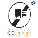 Photo : B34a - Panneau fin d'interdiction de dépasser pour les camions 450 mm (2 rails au dos) - Classe 1 (T1) - Dos brut