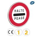 Photo : B5c - Panneau arrêt au poste de péage 450 mm (2 rails au dos) - Classe 1 (T1) - Dos brut