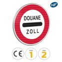 Photo : B4 - Panneau arrêt au poste de douane 450 mm (2 rails au dos) - Classe 1 (T1) - Dos brut